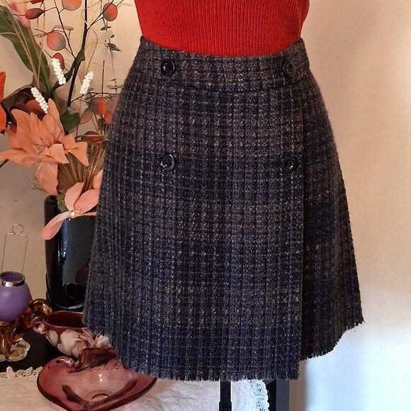 NWOT MEXX Black Brown Lined Mini High Waist Short Skirt - Picture 1 of 10